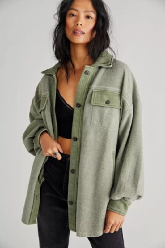 Free People Ruby Jacket Oversized In Jaded Green